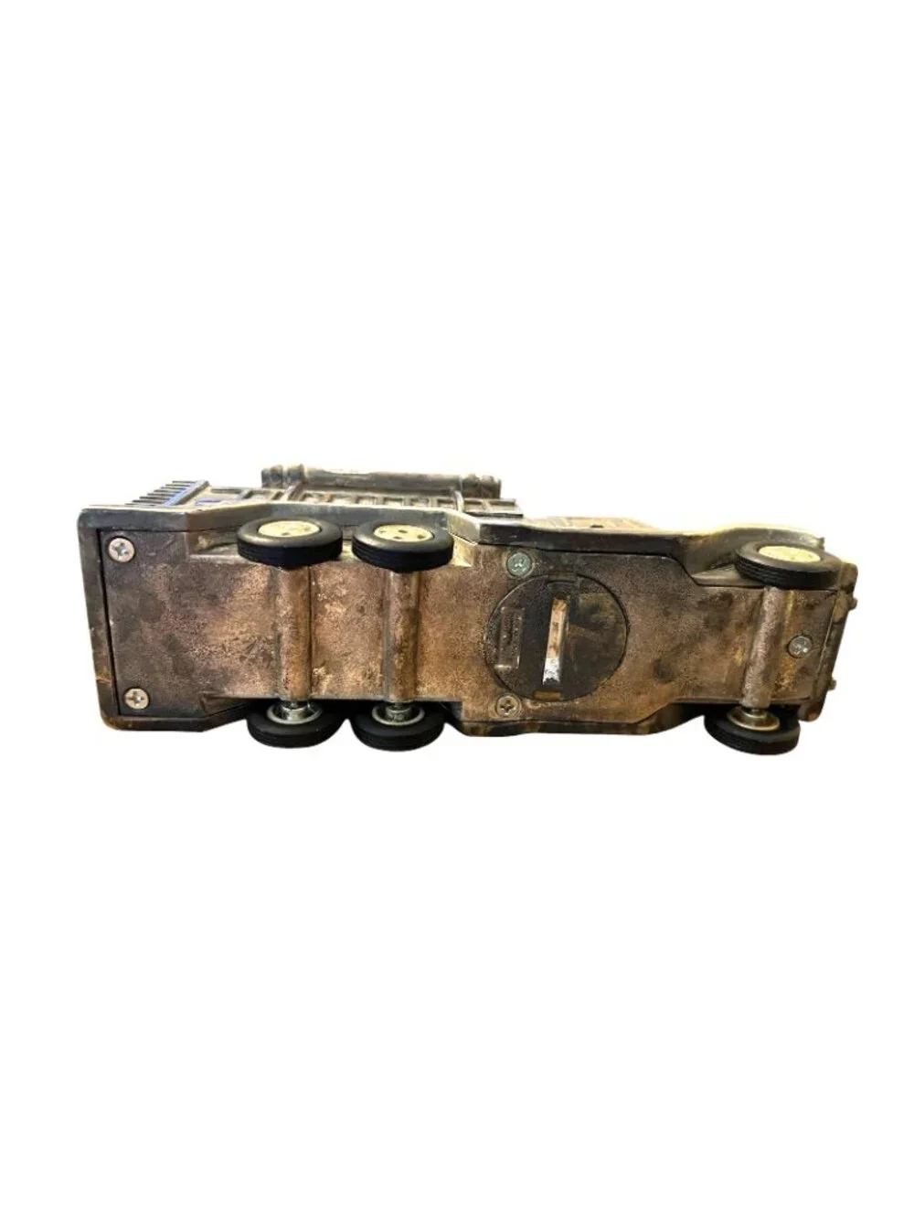 Silver Plated Fire Truck Coin Bank  Vtg FLAW MISSING LID International Silver Co